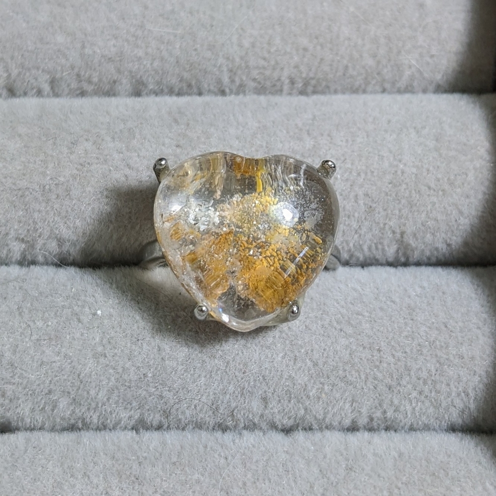 Heart-Shaped Silver and Gold Ring
